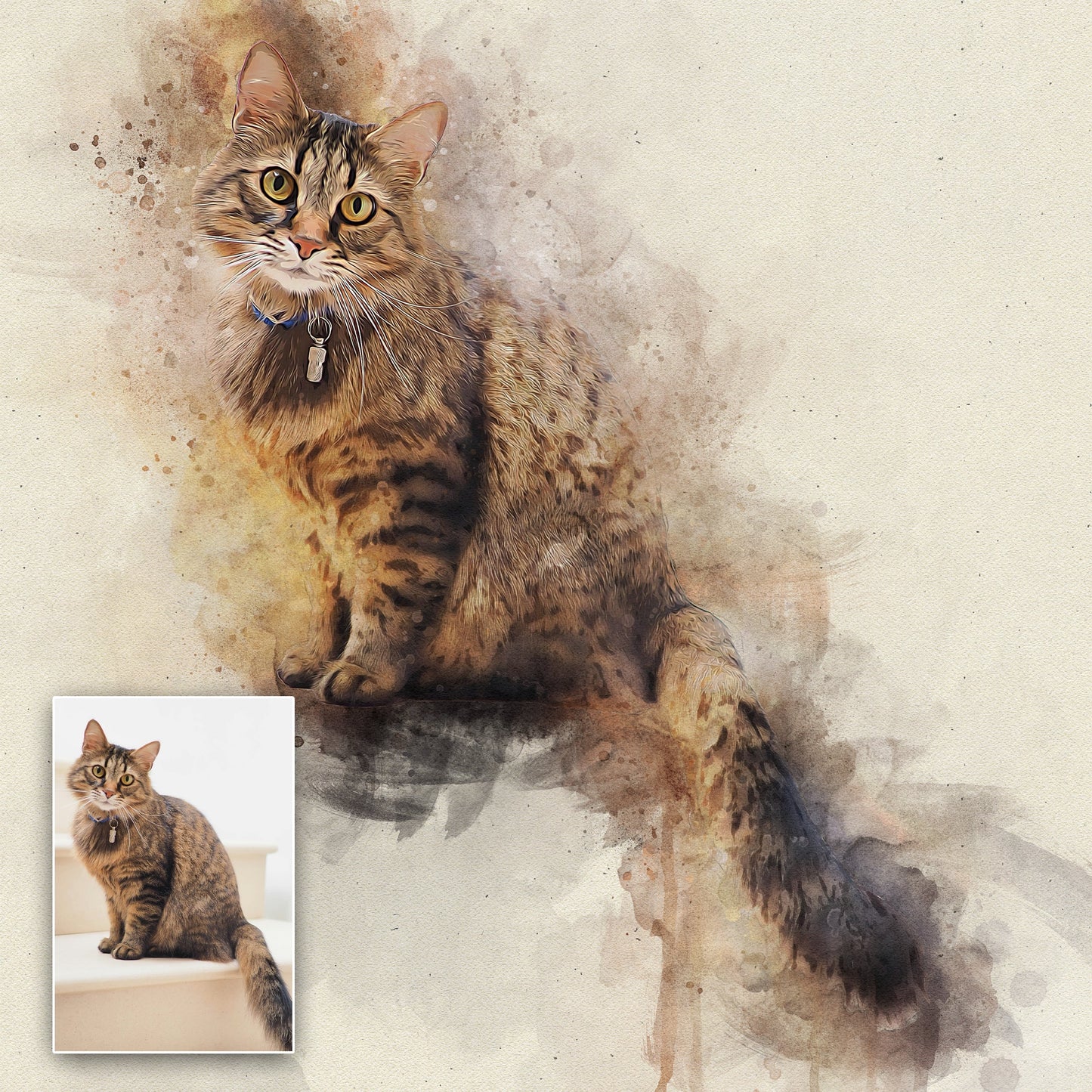 Pet Watercolor Portrait Custom Wall Art-1