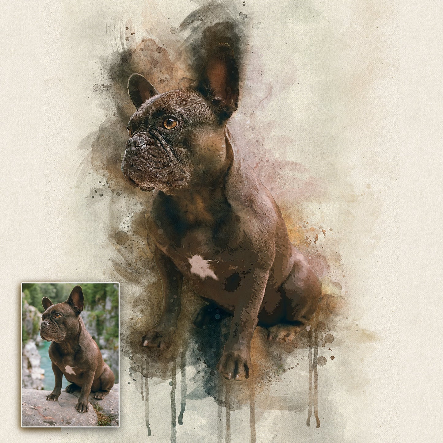 Pet Watercolor Portrait Custom Wall Art-2