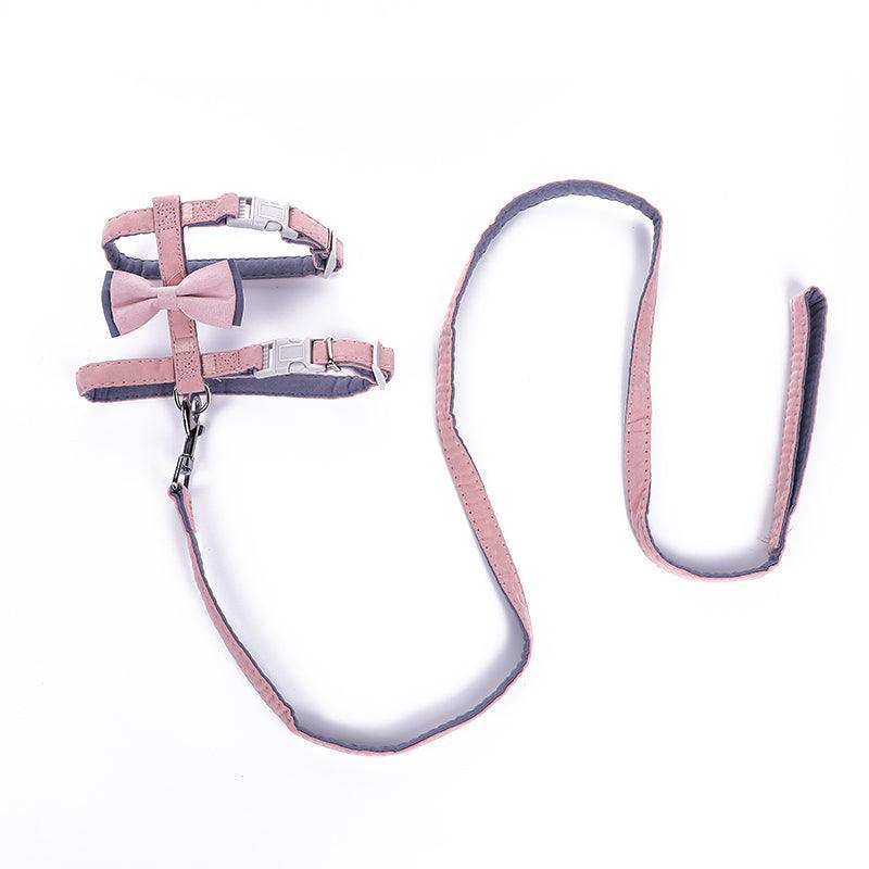 Colorful Cotton-Filled Cat Leash With Bow Detail-7