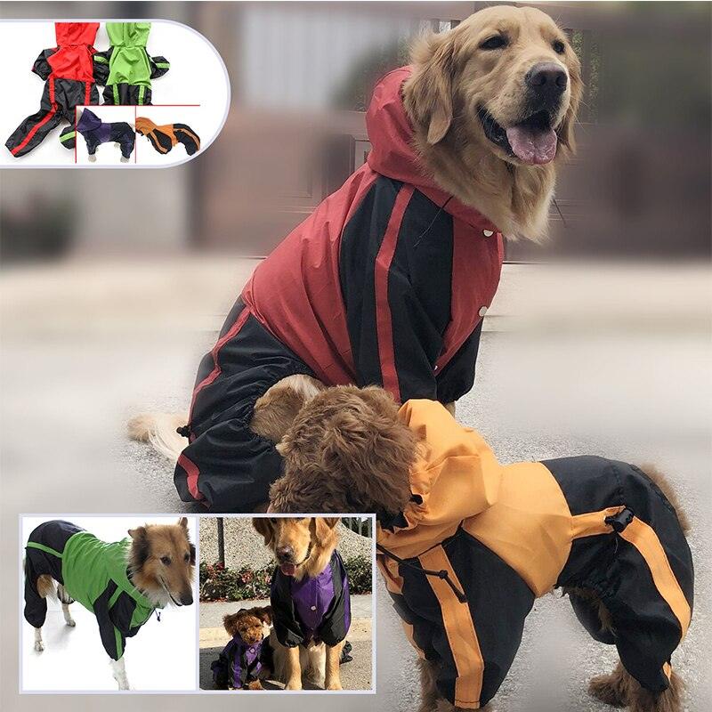 Lightweight Reflective Waterproof Dog Raincoat with Leash Hole