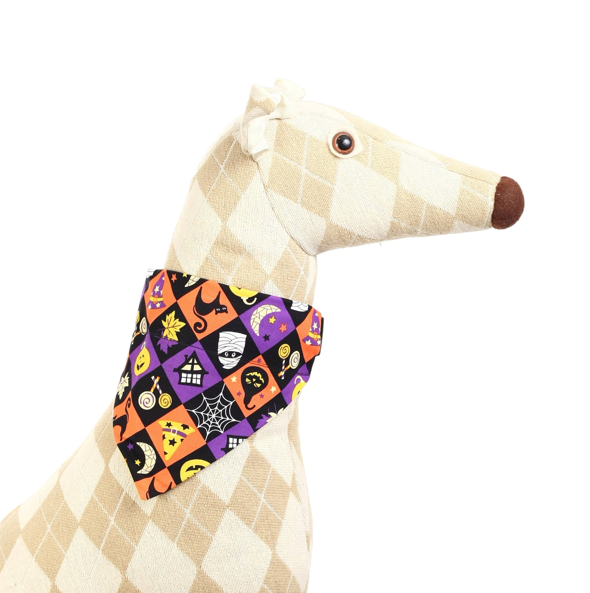 Plaid Halloween Dog Scarf Bandana for Spooky Costume Parties