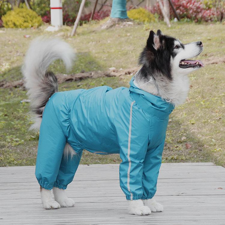 Reflective Waterproof Dog Poncho Raincoat with Hood & Leash Hole