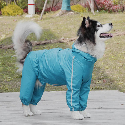 Reflective Waterproof Dog Poncho Raincoat with Hood & Leash Hole