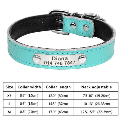Personalized PU Leather Dog Collar with ID Tag-21