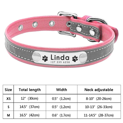 Personalized PU Leather Dog Collar with ID Tag-14