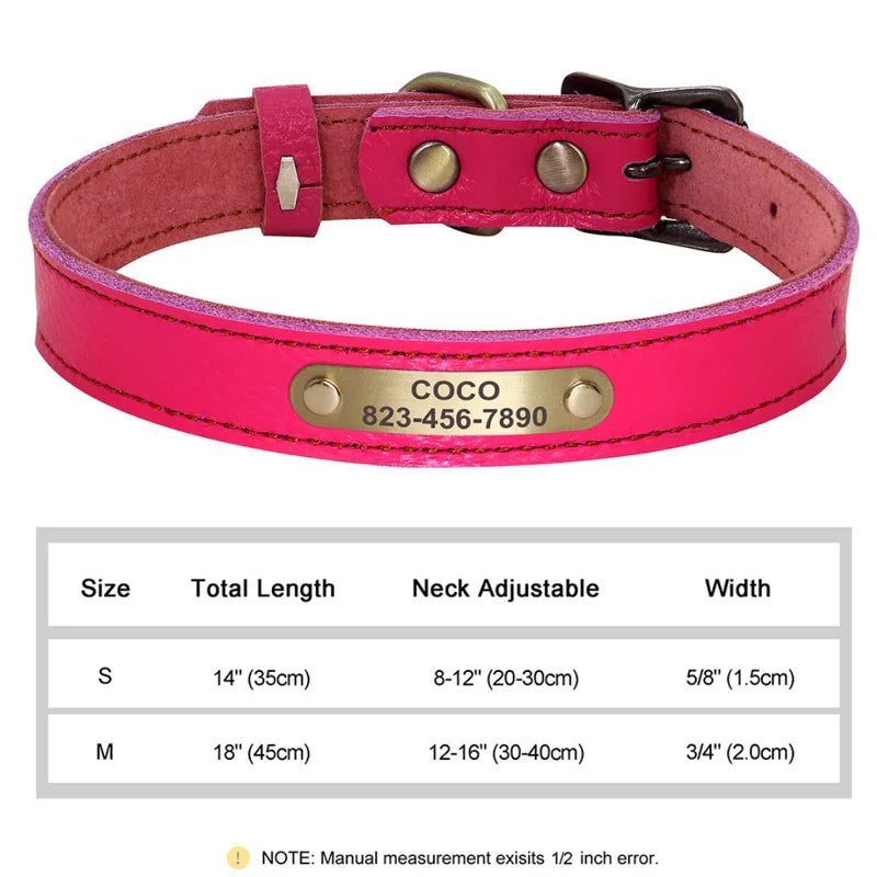Personalized PU Leather Dog Collar with ID Tag-27