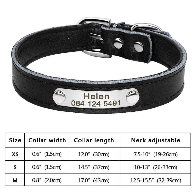 Personalized PU Leather Dog Collar with ID Tag-25