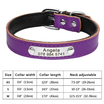 Personalized PU Leather Dog Collar with ID Tag-24