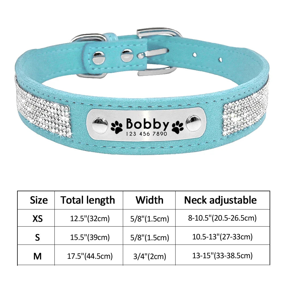 Personalized PU Leather Dog Collar with ID Tag-12