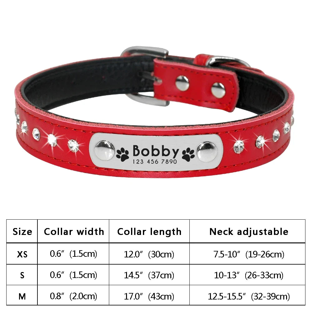Personalized PU Leather Dog Collar with ID Tag-18
