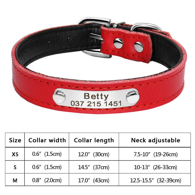 Personalized PU Leather Dog Collar with ID Tag-23