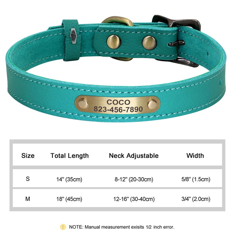 Personalized PU Leather Dog Collar with ID Tag-6