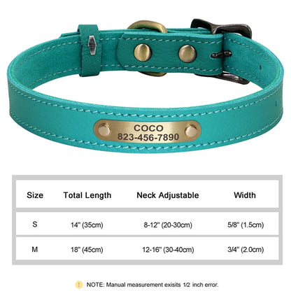Personalized PU Leather Dog Collar with ID Tag-6