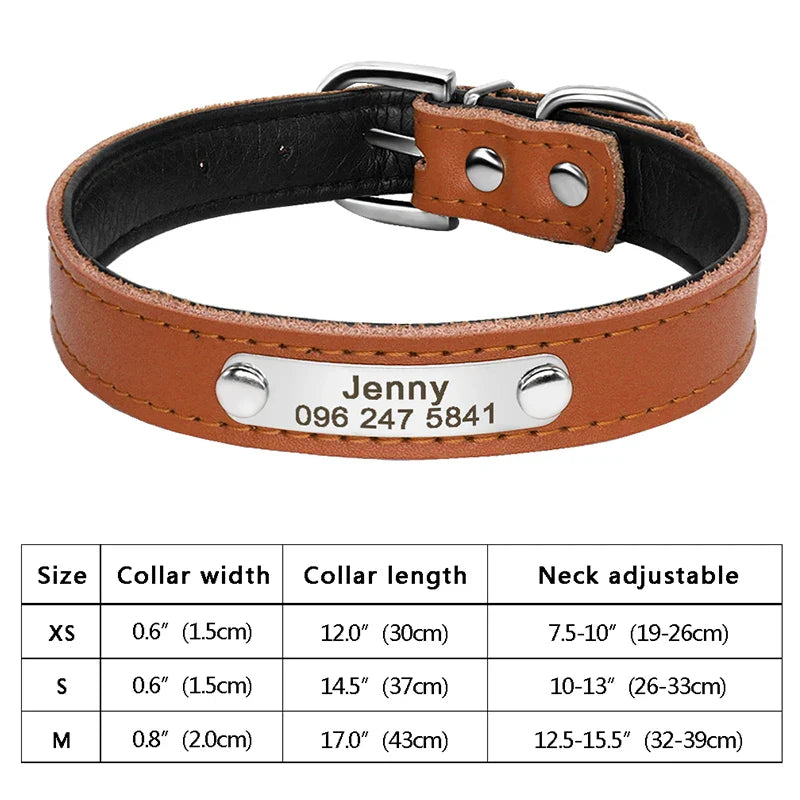 Personalized PU Leather Dog Collar with ID Tag-26