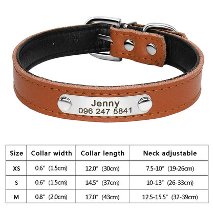 Personalized PU Leather Dog Collar with ID Tag-26