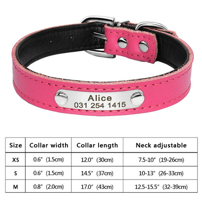 Personalized PU Leather Dog Collar with ID Tag-22