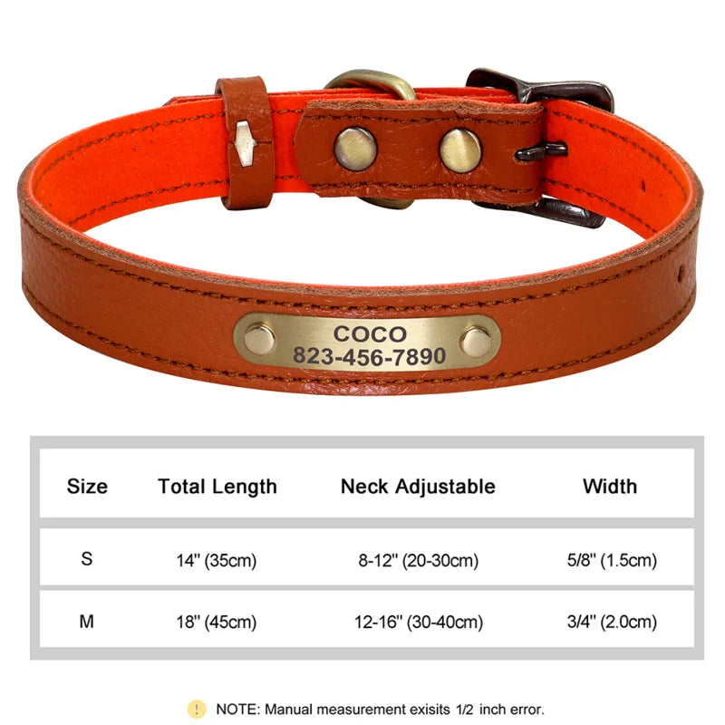 Personalized PU Leather Dog Collar with ID Tag-9