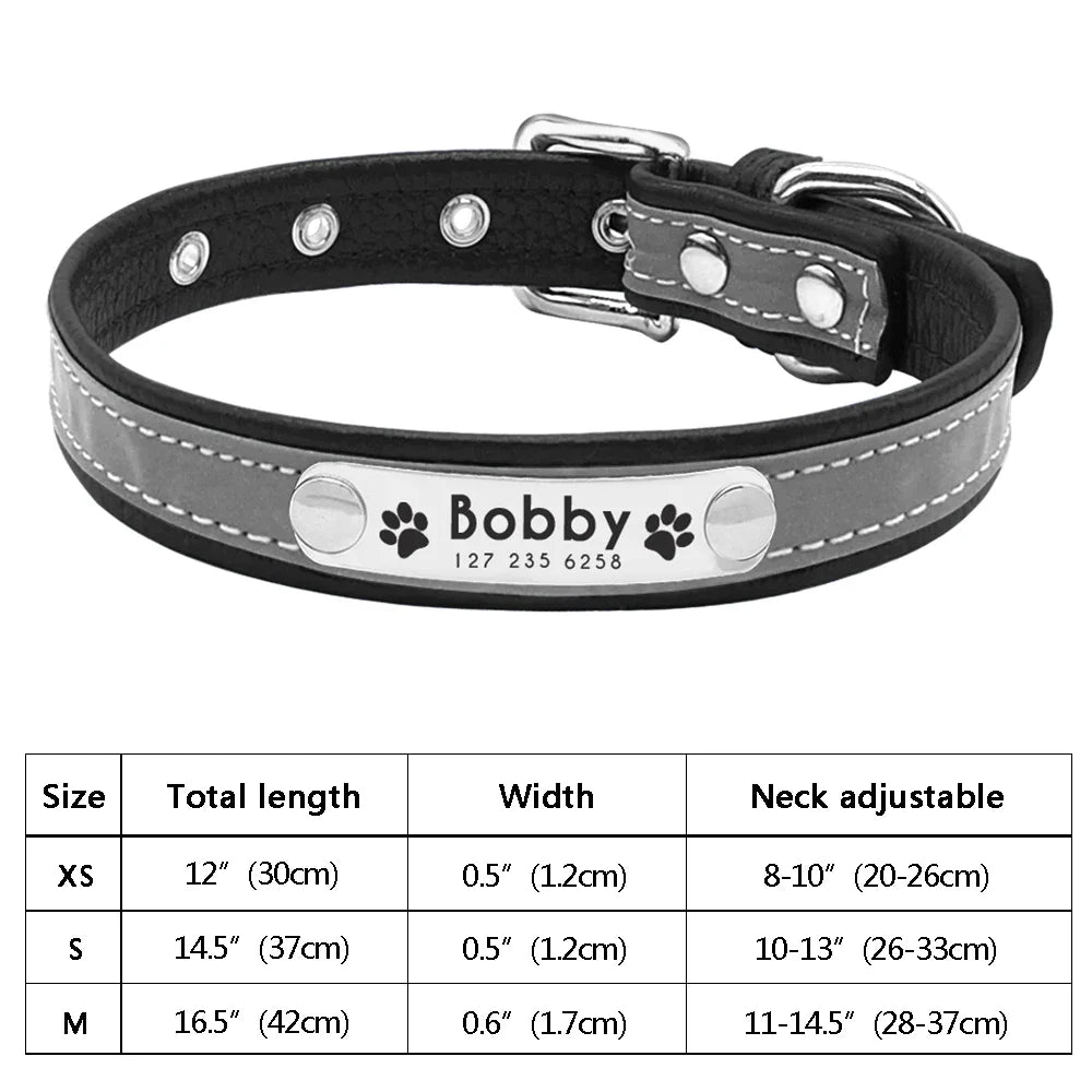 Personalized PU Leather Dog Collar with ID Tag-16