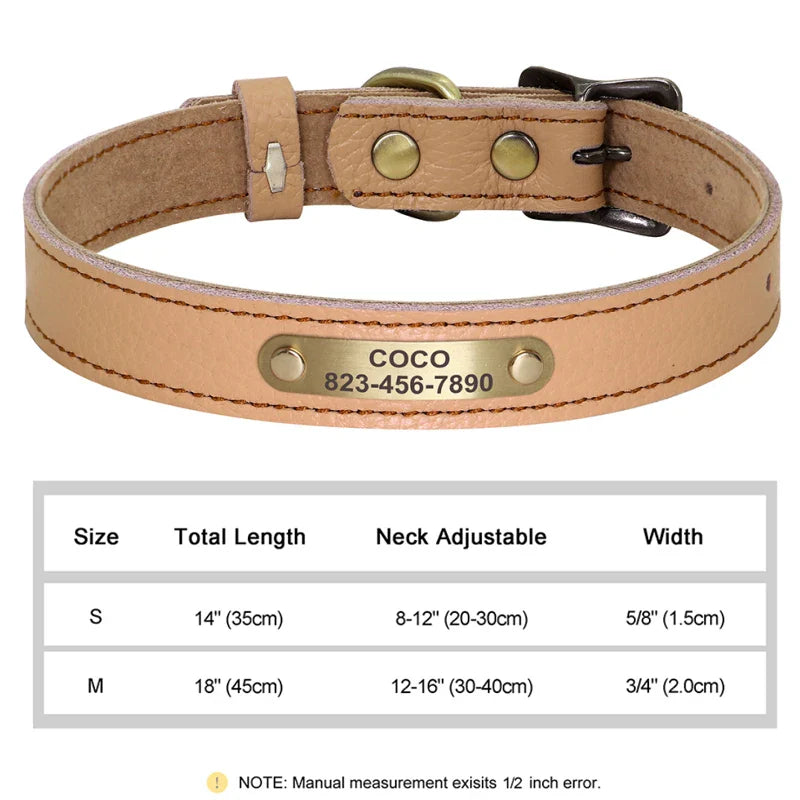 Personalized PU Leather Dog Collar with ID Tag-5