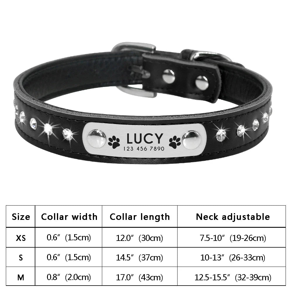Personalized PU Leather Dog Collar with ID Tag-19
