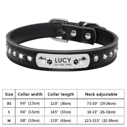 Personalized PU Leather Dog Collar with ID Tag-19