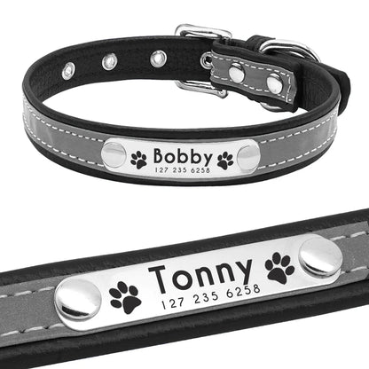 Personalized PU Leather Dog Collar with ID Tag-4