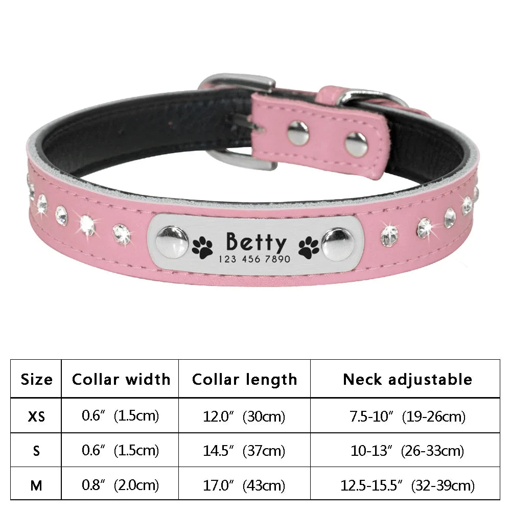 Personalized PU Leather Dog Collar with ID Tag-17