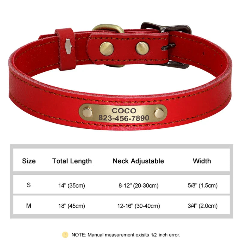 Personalized PU Leather Dog Collar with ID Tag-7